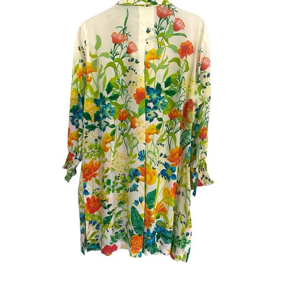 John Mark Floral Satin Dress Shirt/ Tunic Long Sleeve Size L NWT - Picture 5 of 8